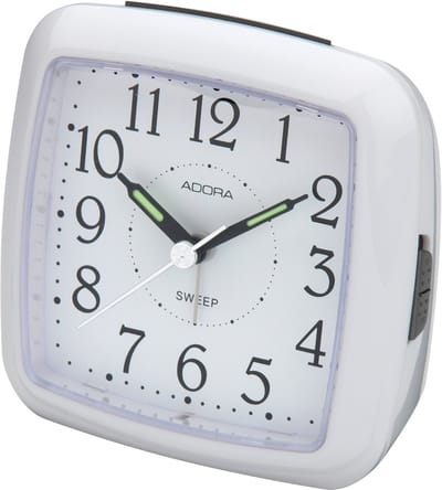 Adora Wekker – Stil (Schleichende Seconde) – Snooze & Verlichting – Witte Alarmklok