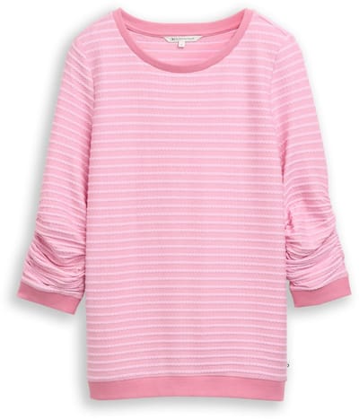 Tom Tailor Denim - Sweatshirt met streepmotief - Maat L - tonal rose structure stripe