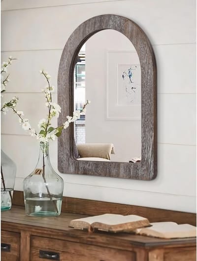 Rustieke Houten Spiegel met Vintage Uiterlijk 50x40cm voor Badkamer en Slaapkamer Decoratie