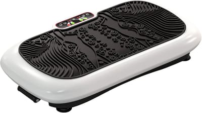 Vibratieplaat Fitness – Trilplaat met 2 Fitnessbanden – 99 Snelheidsniveaus – Vibratie Trainer voor Thuisgebruik – Wit/Zwart