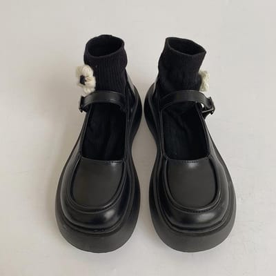 Schoenen Dames Hakken Zomer Sneakers Platform Vrouw -Schoenen Dikke Zool Rozen Retro Mary Janes Rome Stof Pu Rubber Basic Med 37 black