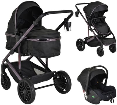 Moni All Road Black 3-in-1 Combi Kinderwagen met i-Size Autostoel