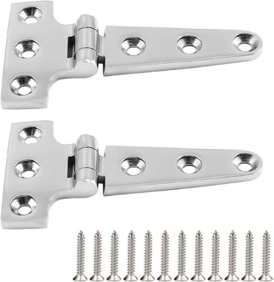 Scharnieren van roestvrij staal 316, robuuste T-scharnieren voor boten, 100 x 54 mm, met schroeven, verspringende korte zijscharnieren, krachtige deurscharnieren, voor schepen, deuren en