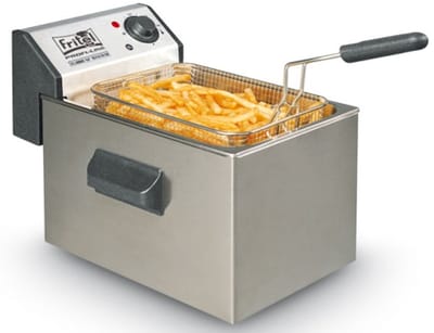 FRITEL Frituurpan - Profi 3505 - Professionele Friteuse met Antistofdeksel - Olie + Vast Vet - Koude Zone - Uniek Dubbel Verwarmingselement - 3200W - 5 liter