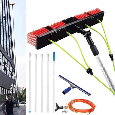Telescoopstang Raamreiniging - Schoonmaakstok Extendable - Hoge Ramen Wassen - Met Watervoorziening - 12 meter - Aluminiumkleurig