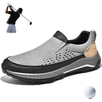 Heren Golfschoenen Nieuwe Zomer Heren Slip-On Buiten Turf Golf Sneakers Comfortabel Leer Heren Schoenen Sneakers Voor Heren 44 grijze kleur