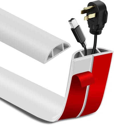 Kabelgoot voor Vloer, Zelfklevende Kabelbeschermer, Flexibele Kabels, PVC Duct voor Thuis en Kantoor, Ideaal voor Werkplekken en Opslagruimtes (1m×5cm, Wit)