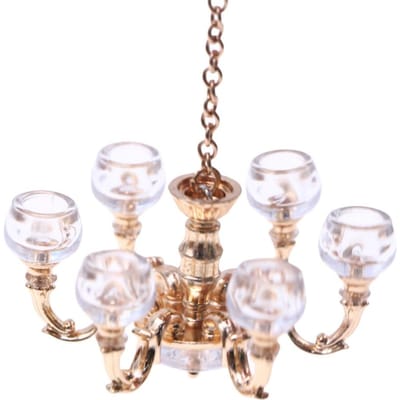 1:12 Poppenhuis Miniatuur Retro Lamp Kroonluchter Licht Werkende Plafondlamp Licht Meubel Model Poppenhuis Woonkamer Scène Decor 1PCS