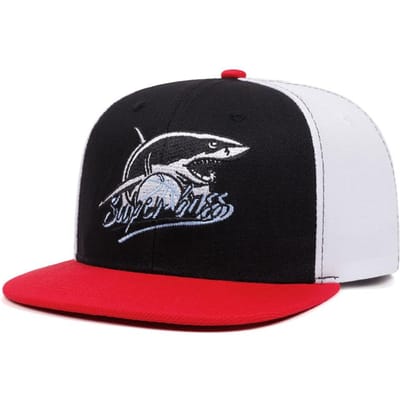 Creatieve Haai Geborduurde Baseballpet Trendy Street Hip Hop Pet Casual Decoratieve Pet Zonneklep Pet Sportpet Platte Rand Pet black