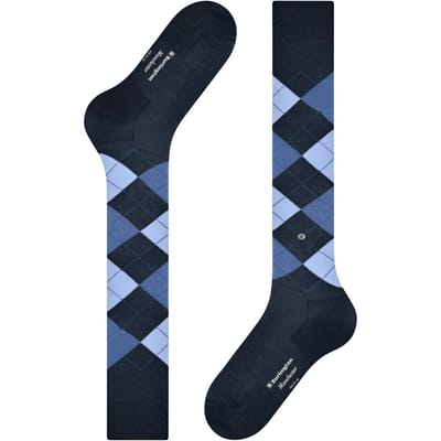 Burlington Manchester verstevigde platte naad katoen kniekousen heren blauw - maat 40-46