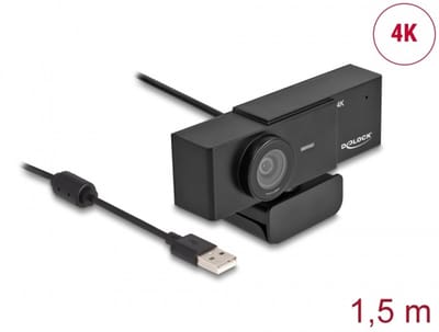 Delock USB UHD Webcam with microphone 4K 30 Hz 110° viewpoint and tripod