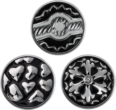 Quiges - Chunk 18mm Click Button Drukknoop Set van 3 Stuks Winter Zwart met Zirkonia - EBCMSET017