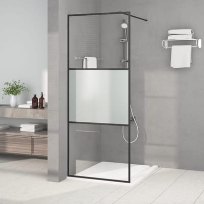 vidaXL - Inloopdouchewand - 80x195 - cm - halfmat - ESG-glas - zwart