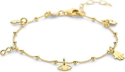 New Bling - 9NB-1416 - zilveren armband met geluk bedels - 925 sterling silver - gold plated