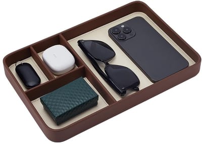Dailygoods - WADORN Opbergvak van PU-leer, sieradenhouder, nachtkastje, organizer, opbergvak voor sleutels, portemonnee, horloge, kleingeld, zonnebril en sieraden, wit