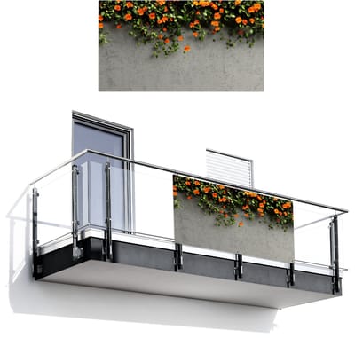Balkonscherm 200x110 cm - Balkonposter Bloemen - Muur - Oranje - Balkon scherm decoratie - Balkonschermen - Balkondoek zonnescherm