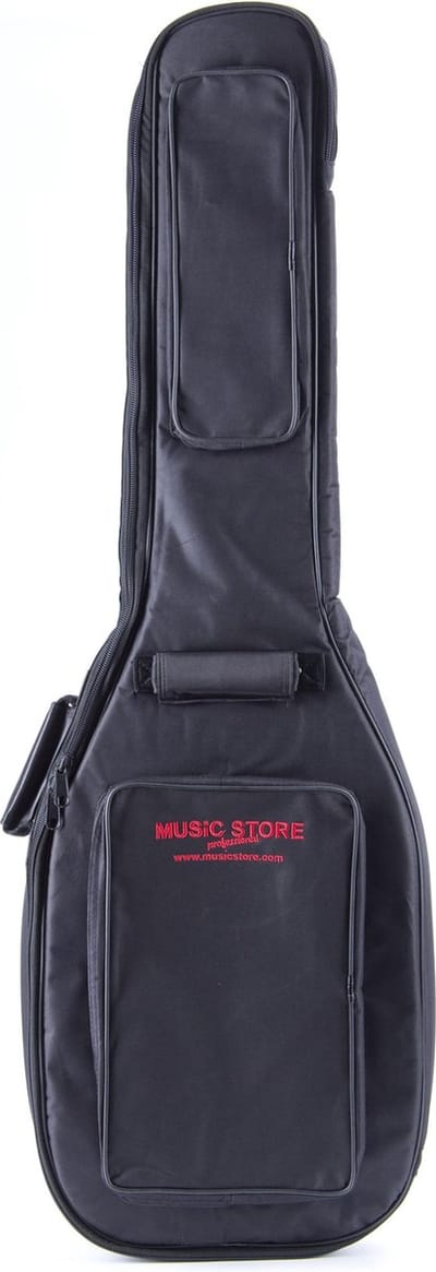 MUSIC STORE "Deluxe" Gigbag E-bas zwart/rood Logo - Tas voor basgitaar