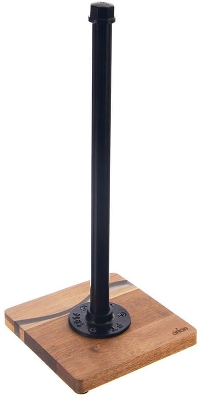Orion River Serie - Metalen en Houten Keukenrolhouder - Zwart - 35 cm