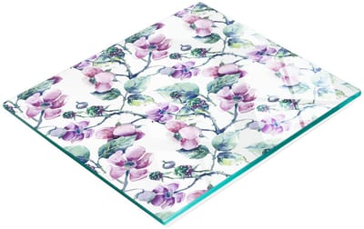 Keukenplank van gehard glas met decoratieve afbeelding van bramenbloemen, 60x52 cm