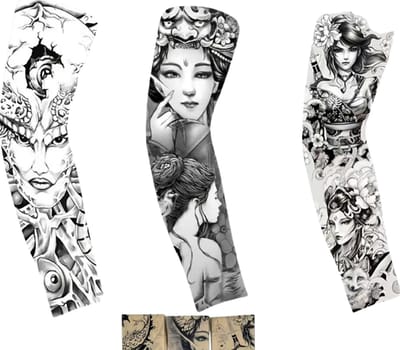 Nivard Tattoo Sleeve - Voor Volwassenen - Mouw - Tatoeage - Arm Warmer - Zonbescherming - UV Beschermend - 3 Stuks