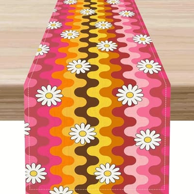 Tafelvlaggen, Tafelkleden, Modieuze Patronen. Geschikt voor Familiebijeenkomsten, Dinerfeesten, Cafés, Kerstfeesten en Gezellige Theekransjes. 150x33cm yellow