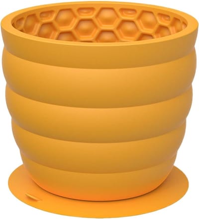 Huisdier Slow Feeder - Anti-verstikbak - Gezond Eten Bevorderen - Zuignap Stabiliteit - 9.4 x 9.4 x 8.2 cm - Geel