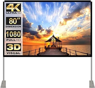 Projectiescherm met standaard 80 inch 16:9 HD 4K Outdoor Indoor Projectiescherm voor Home Theater 3D Snel Vouwen Projectiescherm met Stand Benen en Draagtas Projectie Film Rimpelvrij