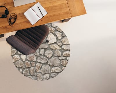 Coloray Vloerbeschermer - Oude stenen Stoel Mat - 100x100 cm - Veelkleurig Bureaustoelmat - Vloerbeschermer Vinyl - PVC Vloerbeschermer - Ronde Mat - Abstracties Thema