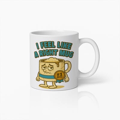I Feel Like a Right Mug 330ml – Grappige Cartoon Koffiemok – Humoristisch Cadeau voor Vrienden of Collega’s