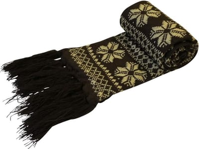 Dames Sjaal - Gebreide Sjaal - Winterse Warmte - Sneeuwvlok Motief - One Size - Bruin
