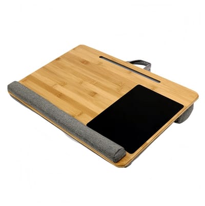 Decopatent - Laptop Schoot Standaard Bamboe Hout met Muismat en Telefoon / Ipad houder - Laptopstandaard - Laptop verhoger - Laptoptafel Schoot - Schoottafel - Knietafel- Afm: 55 x 36 x 8 Cm