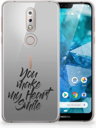 Nokia 7.1 Siliconen hoesje met naam Heart Smile