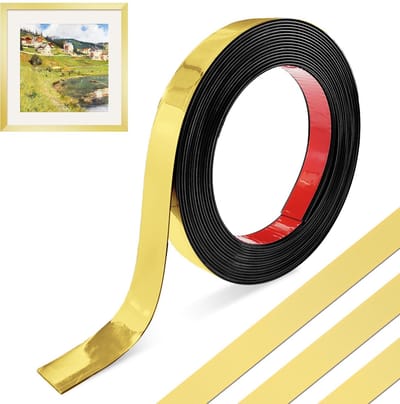Zelfklevende sierstrip, 12 m x 2 cm x 1,1 mm, zelfklevende wandlijst, pvc, decoratieve strip voor muren, kasten, badkamer, slaapkamer (goud, 12 m x 2 cm)