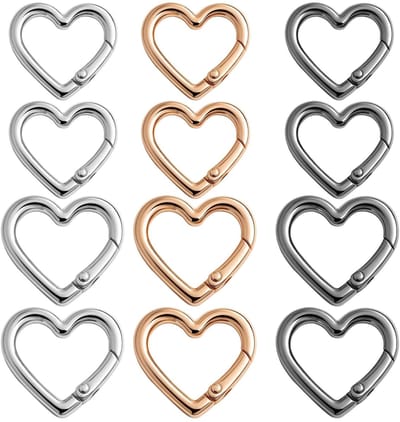 Dailygoods - Set van 12 Hartvormige Karabijnhaken voor Sleutelhangers en Accessoires