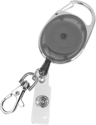Fako Bijoux - Uittrekbare Sleutelhanger Met Koord Duo - Uittrekbare Pasjeshouder - Skipashouder - Nylon - 36x56mm - Transparant - Zwart