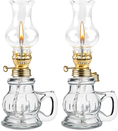 Dailygoods - Olielamp voor binnen - Retro decoratief - 2 stuks - Transparant glas - Winddicht - Ideaal voor woonkamer en noodgevallen