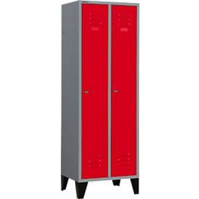 Schäfer Shop  Select Kledinglocker met poten - cilinderslot - licht zilver/rood