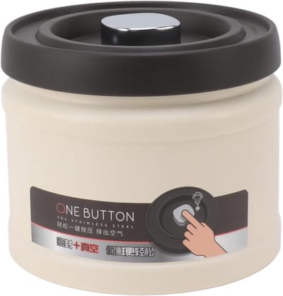 Vacuümcontainer - Bewaarbus Koffie Thee - Voedsel Vers Houden - 304 Roestvrij Staal - 750ML - Beige