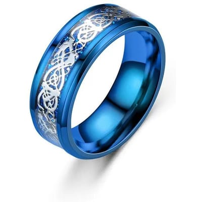 Bagues de Couple Tendance Exquis Bagues en Zircon Cristal pour Femmes Ensemble Bague Dragon Celtique en Acier Inoxydable pour Hommes Bijoux de Mariage Cadeau 11 blue