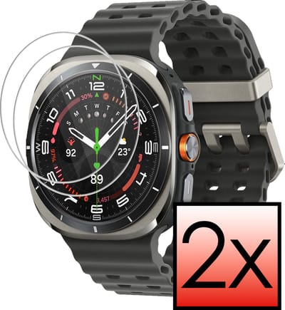 Screenprotector - 2 Stuks - Geschikt voor Samsung Galaxy Watch Ultra - Extra Sterk - Tempered Glass - Gehard Glas - Beschermglas Screen Cover - Bescherm Protector voor Smartwatch