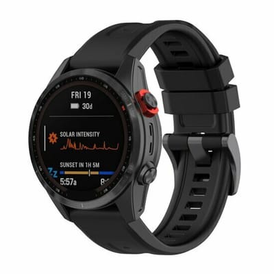 By Qubix - Geschikt voor Garmin bandje - 22mm Quickfit - Siliconen sportbandje - Zwart - Geschikt voor Garmin Instinct 3 / Instinct E - 45mm