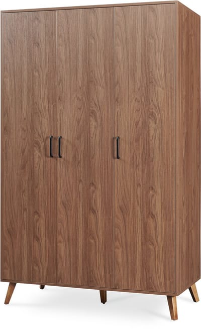Kledingkast Norg met 3 deuren en 4 opbergvakken 191x120x52 cm walnootkleurig [en.casa]