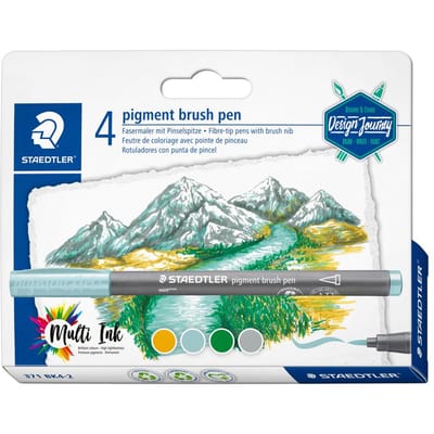STAEDTLER pigment brush pen 4 kleuren 'lake colours'