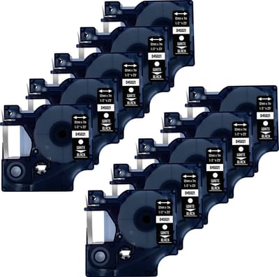 DULA Dymo D1 45021 - S0720610 - Compatible label tape - 10 lettertapes - Wit op zwart - 12mm x 7m