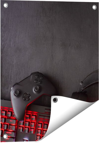 Gards Tuinposter Gaming Spullen - Accessoires - Controller - 40x50 cm - Tuindoek - Tuindecoratie - Wanddecoratie buiten - Tuinschilderij