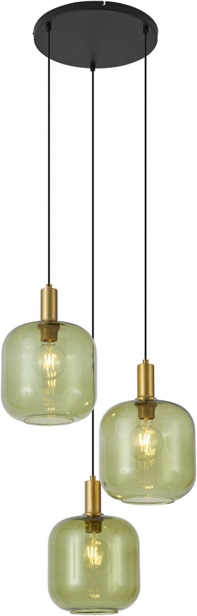 QAZQA zuzanna - Hotel chique Hanglamp - 3 lichts - H 161 cm - Zwart Goud - Woonkamer | Slaapkamer | Keuken