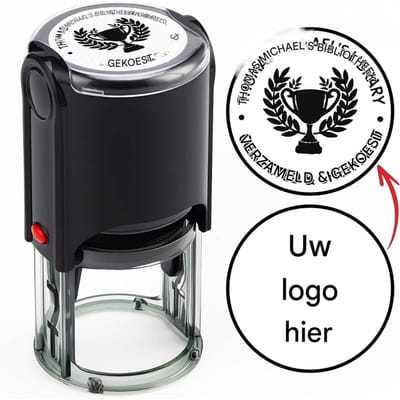 GELLDG Stempel – Rond Zelfinktend Stempel – 4cm Diameter – 5 Tintenkleuren, Navulbaar – Geschikt voor Kantoor en Thuisgebruik – Kunststof – Persoonlijk Tekst of Naam mogelijk