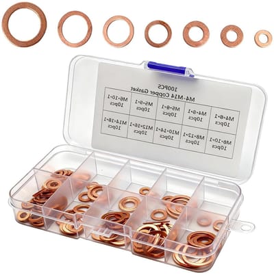 Set van 100 koperen ringen voor olieafvoer, inclusief pakkingen en washers voor schroeven M4 tot M14, brandstofaccessoires en afdichtingen