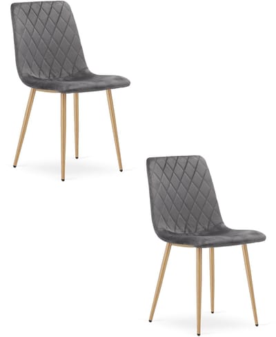 Set van 2 eetkamerstoelen TURIN - Donkergrijs fluweel - Eikenlook poten - Modern design
