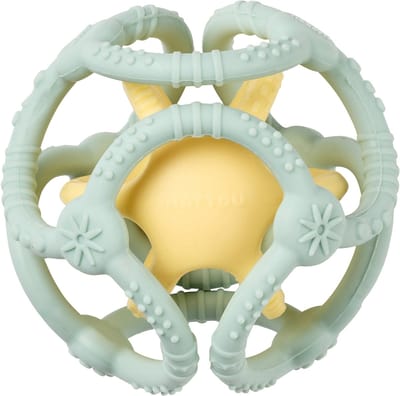 Nattou SILICONE Set Ballen - 9 cm - Pastelgroen/Geel